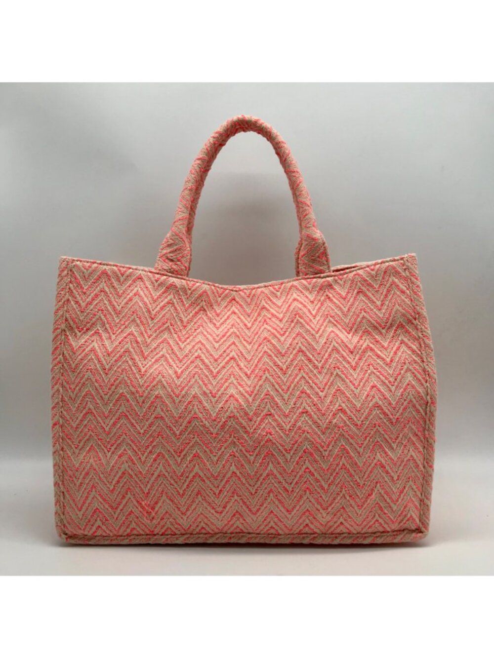 Pink Chevron Pattern Tote Bag - Picture 2 of 10